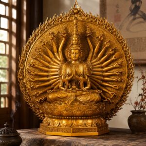 Thousand Hand Avalokiteshvara Buddha Copper Alloy Statue, approved scene product view.