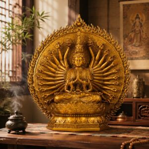 Thousand Hand Avalokiteshvara Buddha Copper Alloy Statue, approved scene product view.
