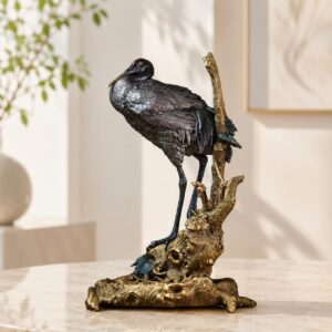Pine Tree and Crane Bronze Incense Burner Sculpture, approved hero product view.