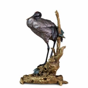 Pine Tree and Crane Bronze Incense Burner Sculpture, approved main product view.