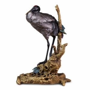 Pine Tree and Crane Bronze Incense Burner Sculpture, approved main product view.