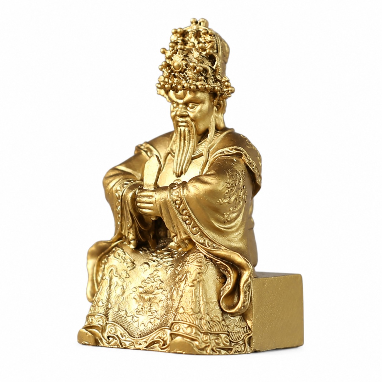Long Wuye Dragon King Brass Statue, approved main product view.