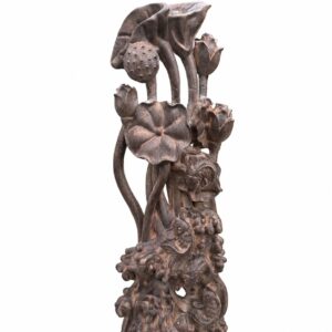 Lotus and Fish Wood Sculpture, approved main product view.
