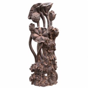 Lotus and Fish Wood Sculpture, approved main product view.