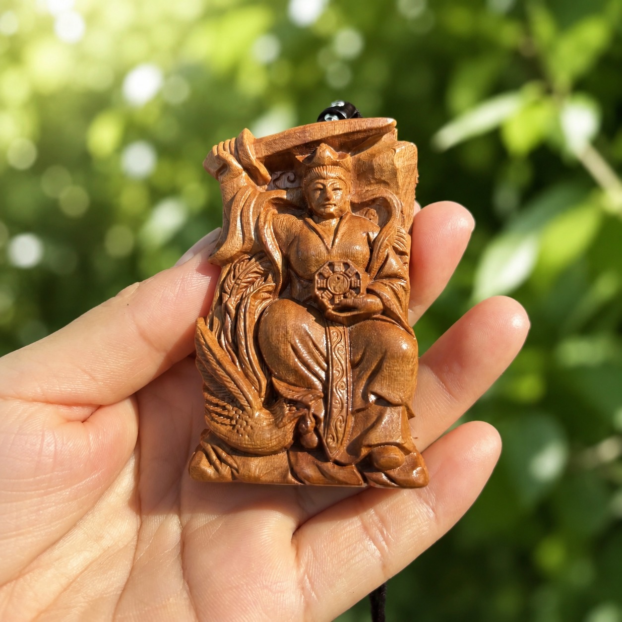 Jiutian Xuannu Wood Token Pendant, approved hero product view.