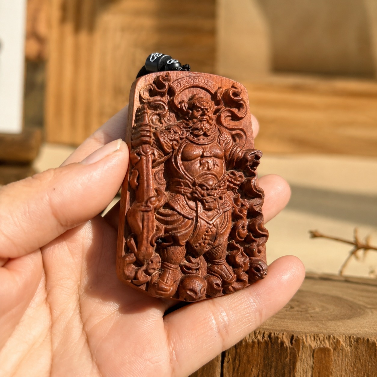 Zhao Gongming Wood Pendant, approved hero product view.