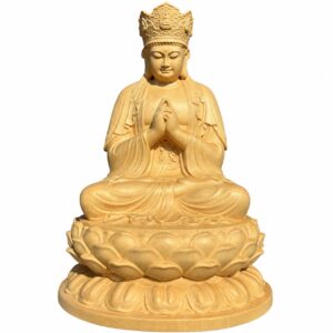 Huayan Trinity Wood Statues — Single or Set, approved main product view.