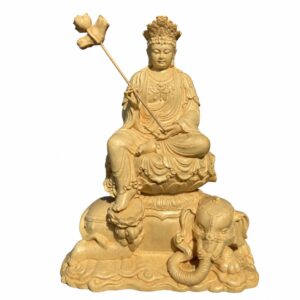 Huayan Trinity Wood Statues — Single or Set, approved main product view.