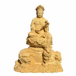 Huayan Trinity Wood Statues — Single or Set, approved main product view.