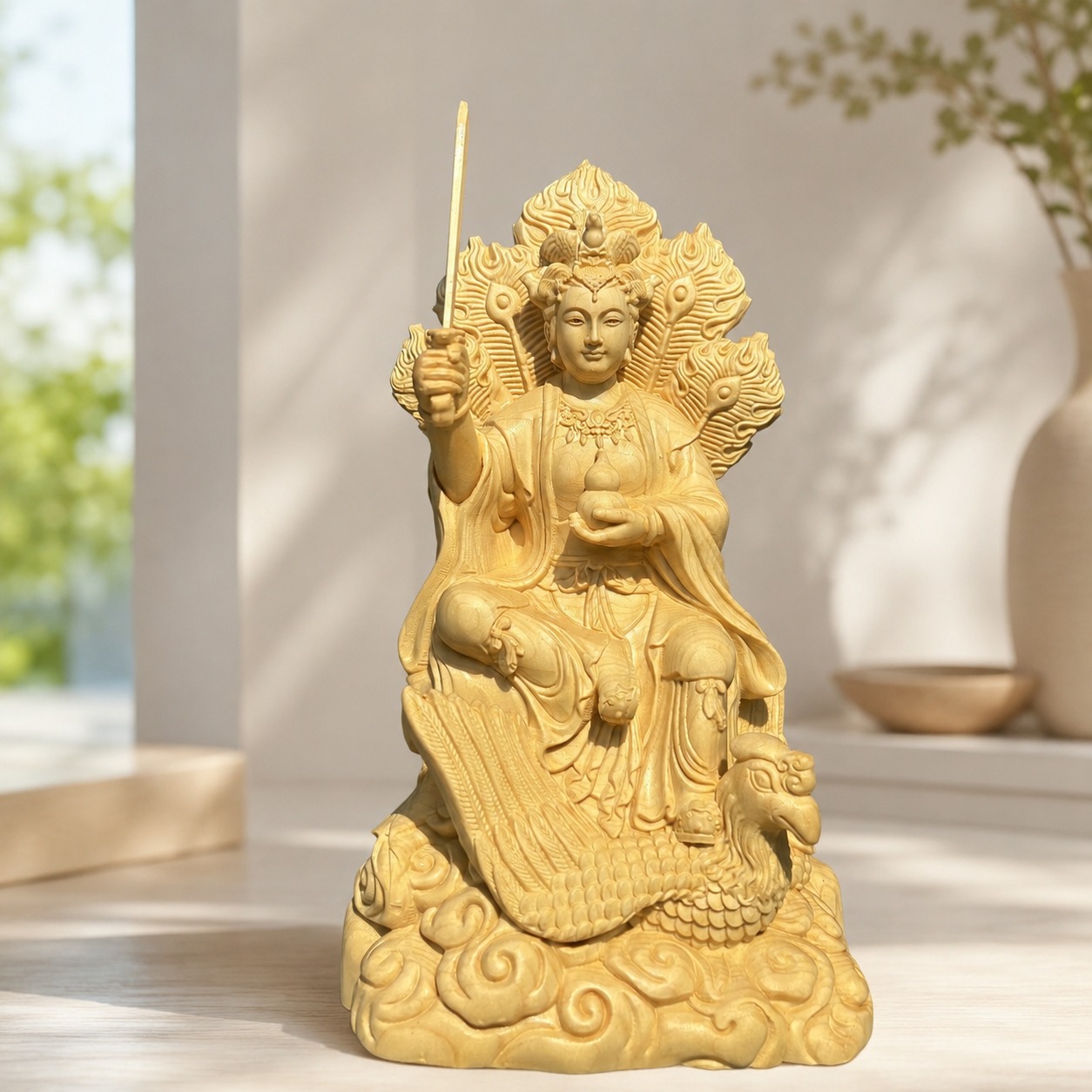 Daoist Goddess Wood Statue, approved hero product view.