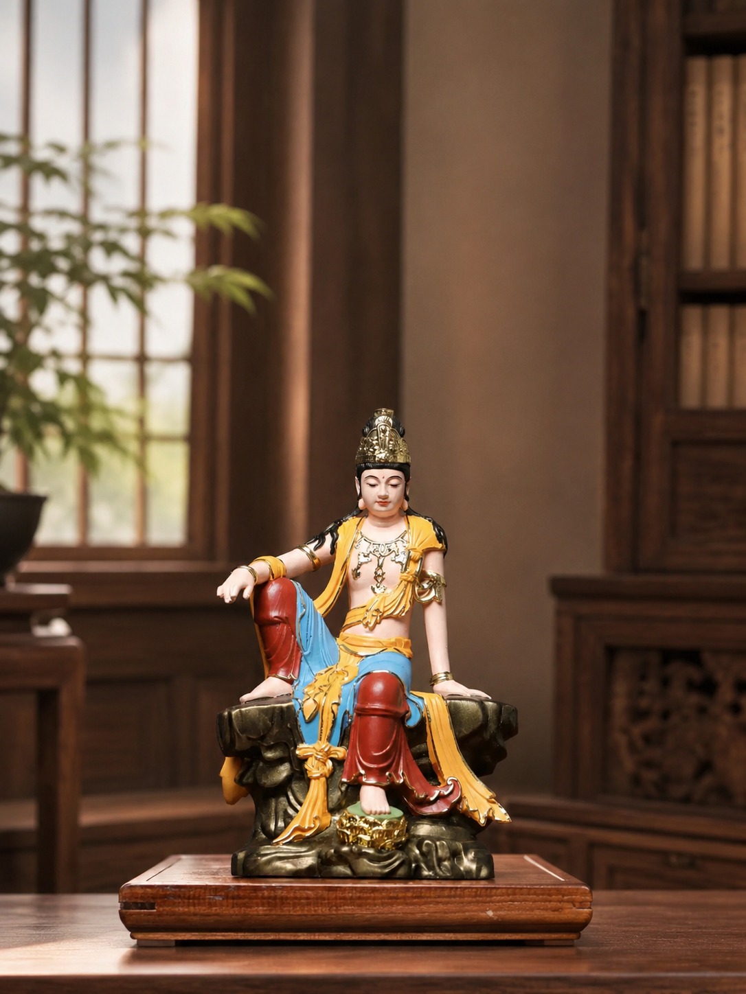 Guanyin Wood Statue, approved scene product view.