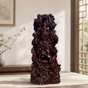 Nine-Dragon Guan Gong Wood Statue, approved hero product view.