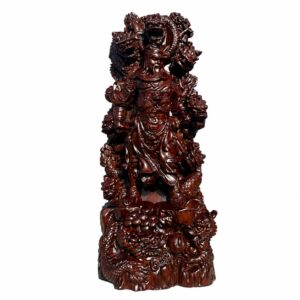 Nine-Dragon Guan Gong Wood Statue, approved main product view.