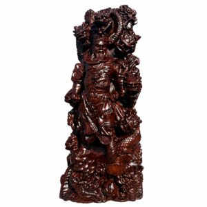 Nine-Dragon Guan Gong Wood Statue, approved main product view.