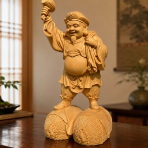 Daikokuten Wood Statue, approved scene product view.