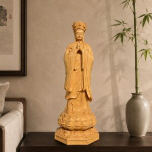 Vairocana Buddha Wood Statue, approved scene product view.