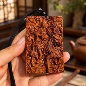 Leizu Thunder Deity Wood Pendant, approved scene product view.