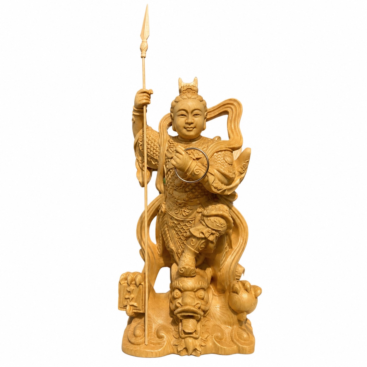 Nezha on Dragon Wood Statue, approved main product view.
