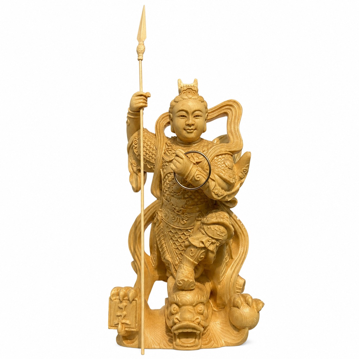 Nezha on Dragon Wood Statue, approved main product view.