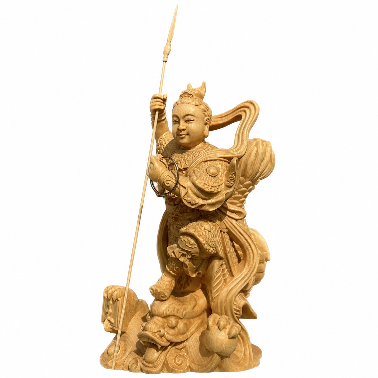 Nezha on Dragon Wood Statue, approved main product view.