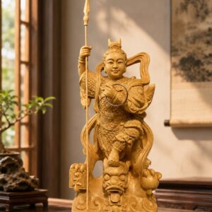 Nezha on Dragon Wood Statue, approved scene product view.