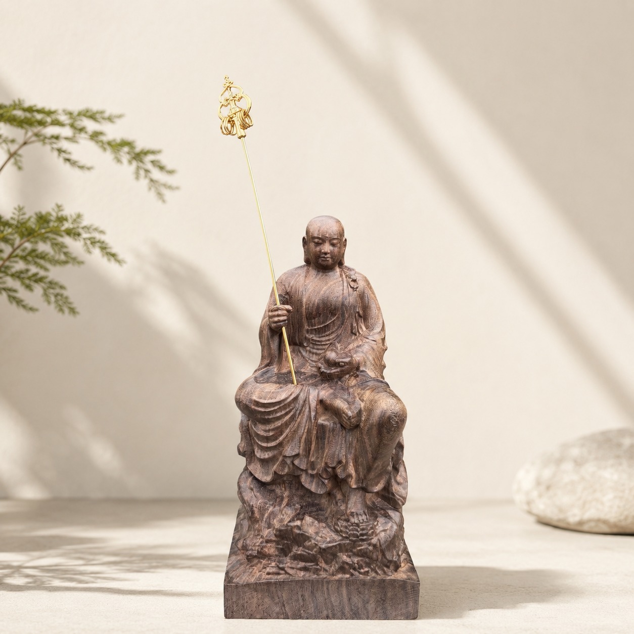 Ksitigarbha Wood Statue, approved hero product view.