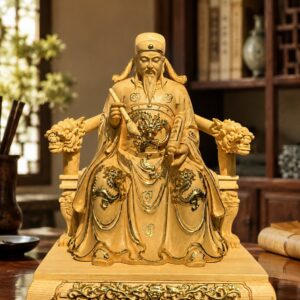 Wenchang Dijun Wood Statue, approved scene product view.