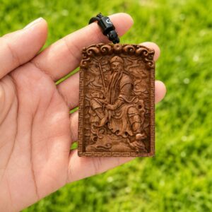 Zhenwu Emperor Wood Pendant, approved hero product view.