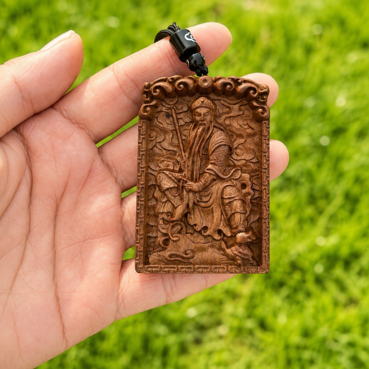 Zhenwu Emperor Wood Pendant, approved hero product view.