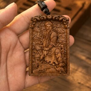 Zhenwu Emperor Wood Pendant, approved scene product view.