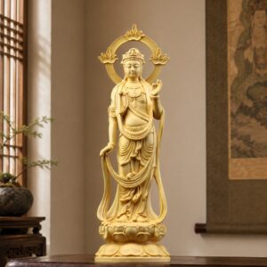 Mahasthamaprapta Wood Statue, approved scene product view.