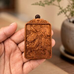 Jiutian Xuannu Wood Pendant, approved scene product view.