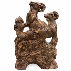 Three Rams Wood Sculpture, approved main product view.