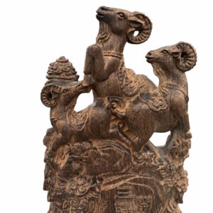 Three Rams Wood Sculpture, approved main product view.