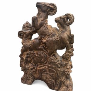 Three Rams Wood Sculpture, approved main product view.