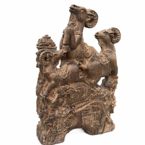 Three Rams Wood Sculpture, approved main product view.