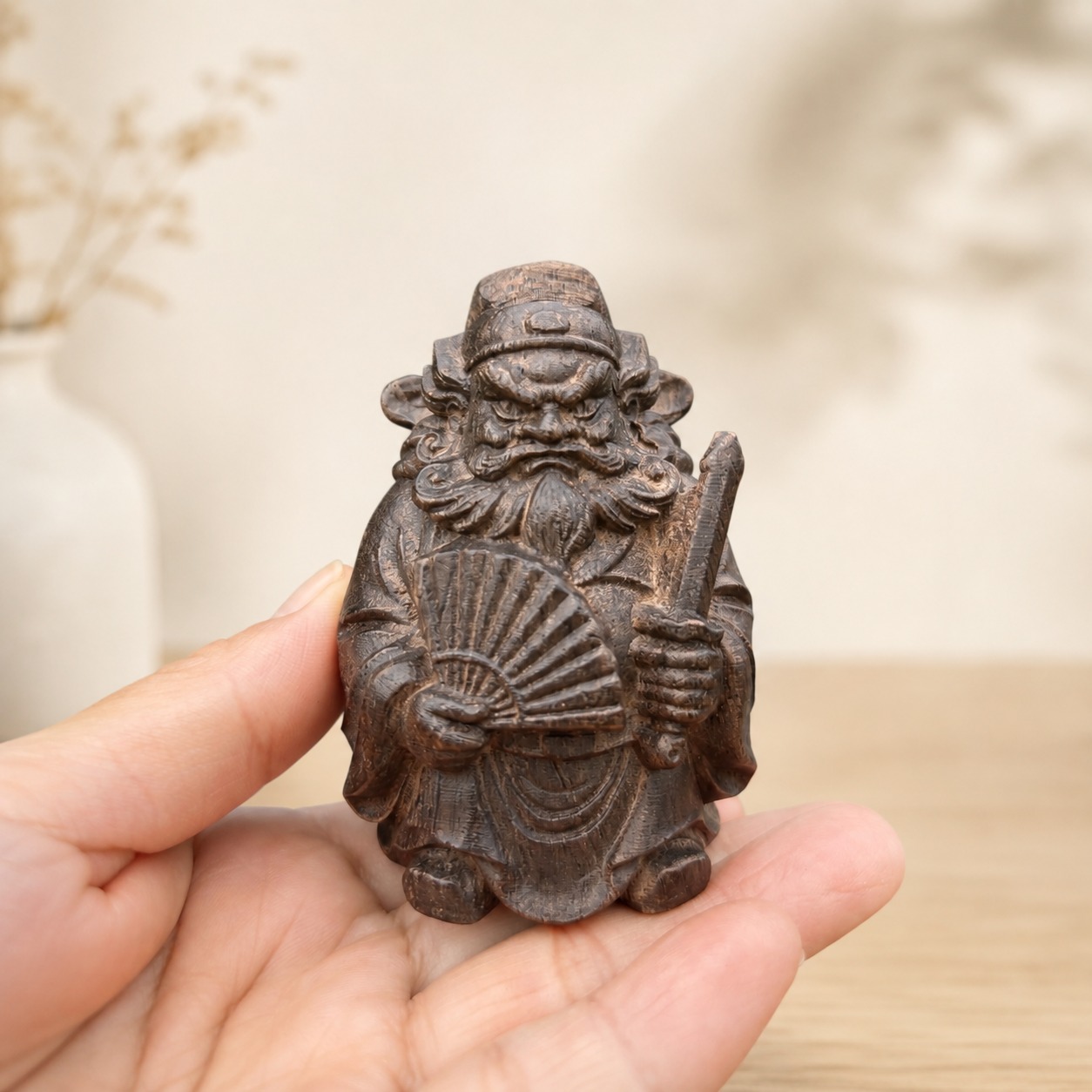 Zhong Kui Wood Figurine, approved hero product view.