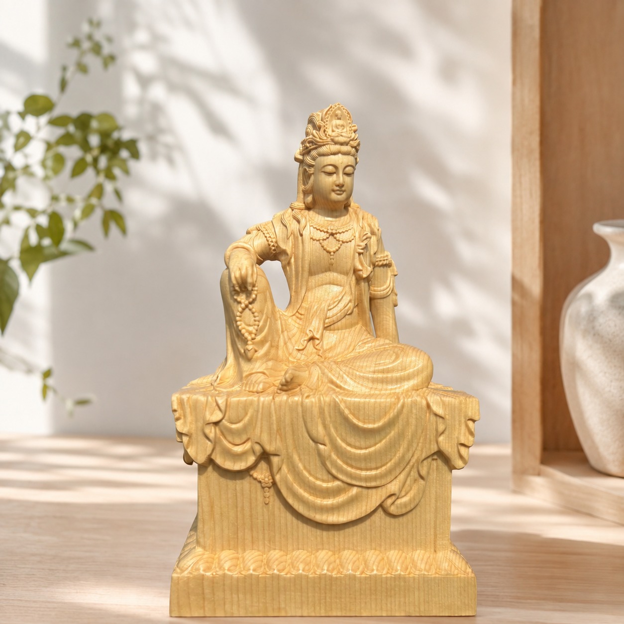 Water-Moon Guanyin Wood Statue, approved hero product view.