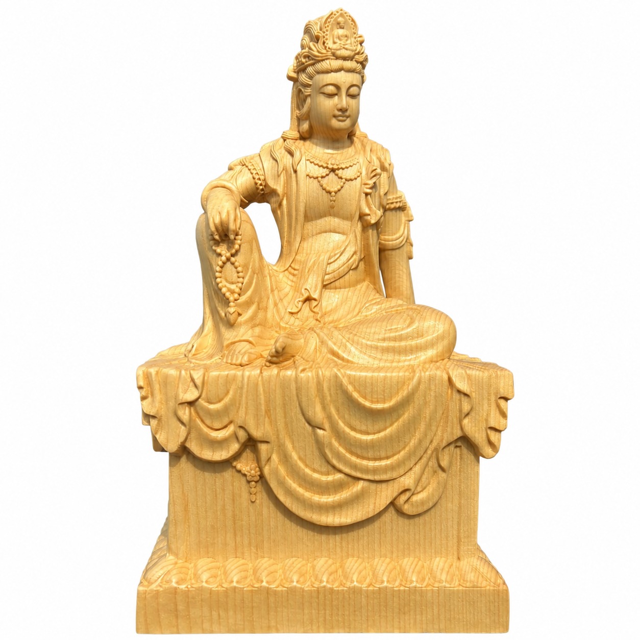 Water-Moon Guanyin Wood Statue, approved main product view.