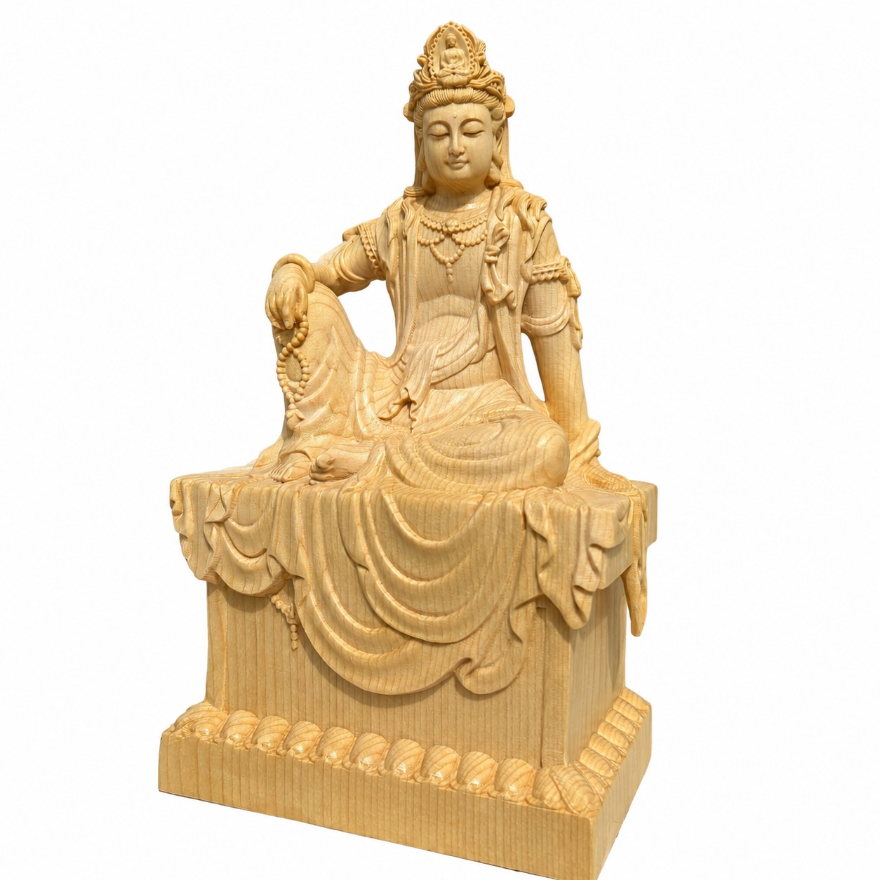 Water-Moon Guanyin Wood Statue, approved main product view.