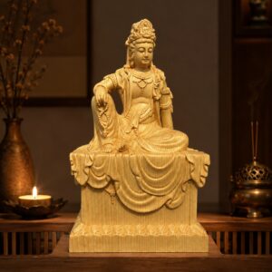 Water-Moon Guanyin Wood Statue, approved scene product view.