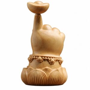 Hand and Lotus Wood Sculpture, approved main product view.