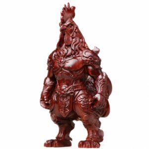 Armored Rooster Wood Figurine, approved main product view.