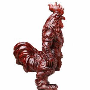 Armored Rooster Wood Figurine, approved main product view.