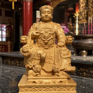 Guangze Zunwang Wood Statue, approved scene product view.