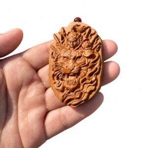 Hu Ye Tiger Deity Wood Pendant, approved main product view.