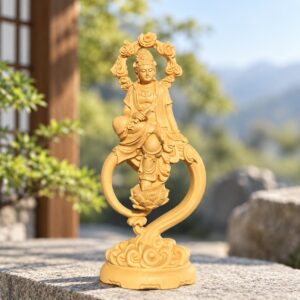 Guanyin with Scripture Wood Statue, approved hero product view.