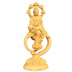Guanyin with Scripture Wood Statue, approved main product view.