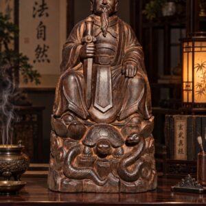 Zhenwu Emperor Wood Statue, approved scene product view.