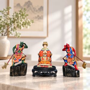 Mazu and Attendants Wood Statue Set, approved hero product view.